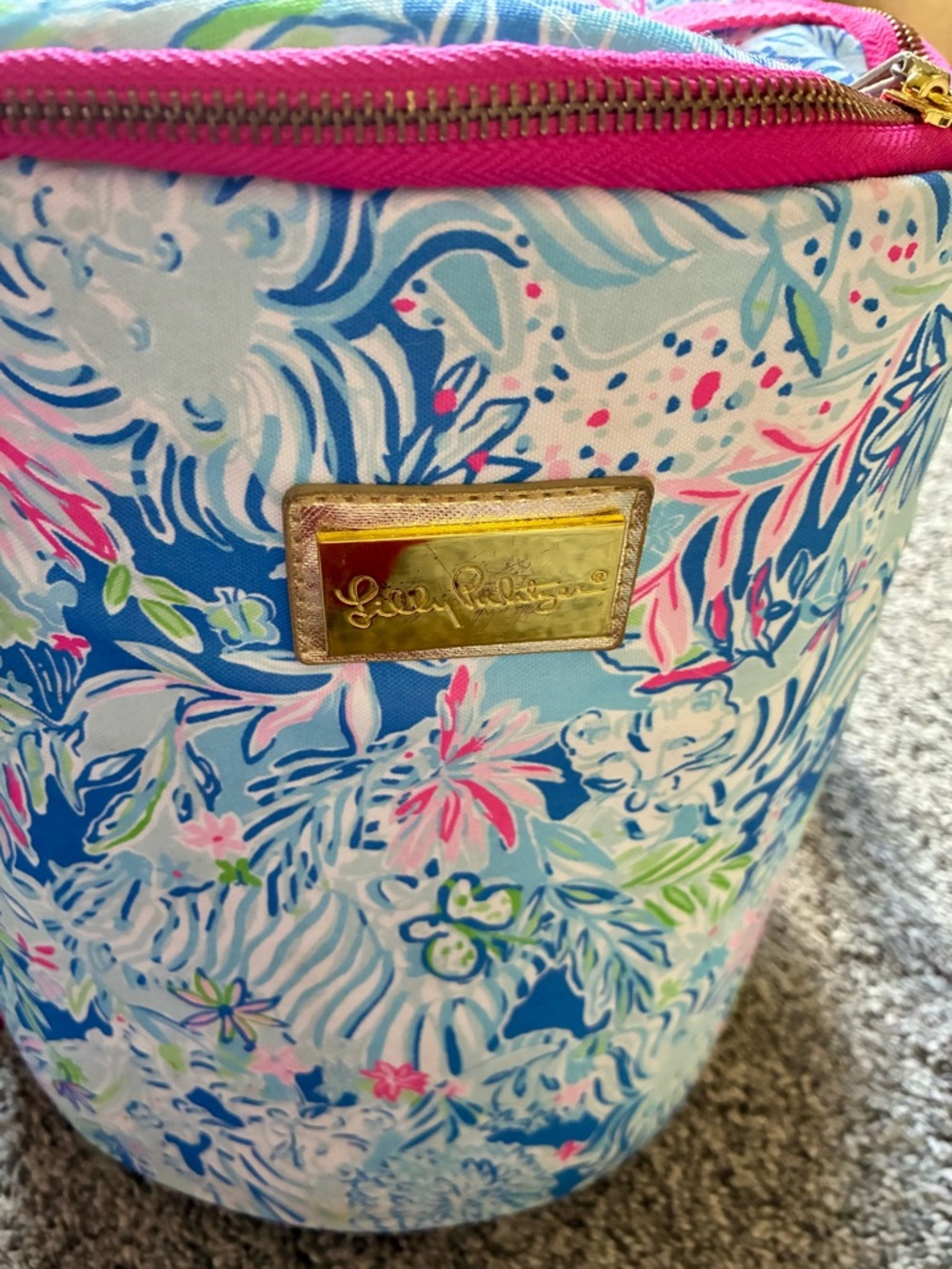 Lilly Pulitzer soft sided Wine cooler tote bag Travel Lion Around floral lunch - Picture 2 of 4